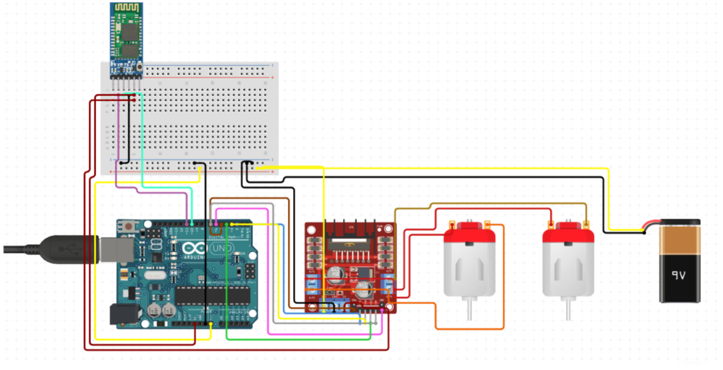 Circuit Diagram of Voice controlled wheel chair using Arduino